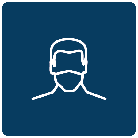 blue icon of person with face mask on